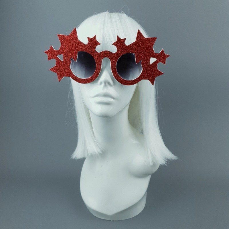 Bright Star Red Glitter Stars Sunglasses