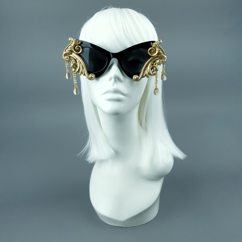 Cersei Black & Gold Filigree Beading Sunglasses