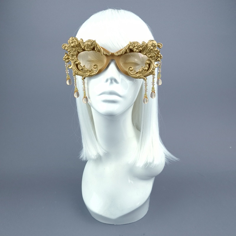 Cherubino Gold Angel & Filigree, Beading Catseye Sunglasses