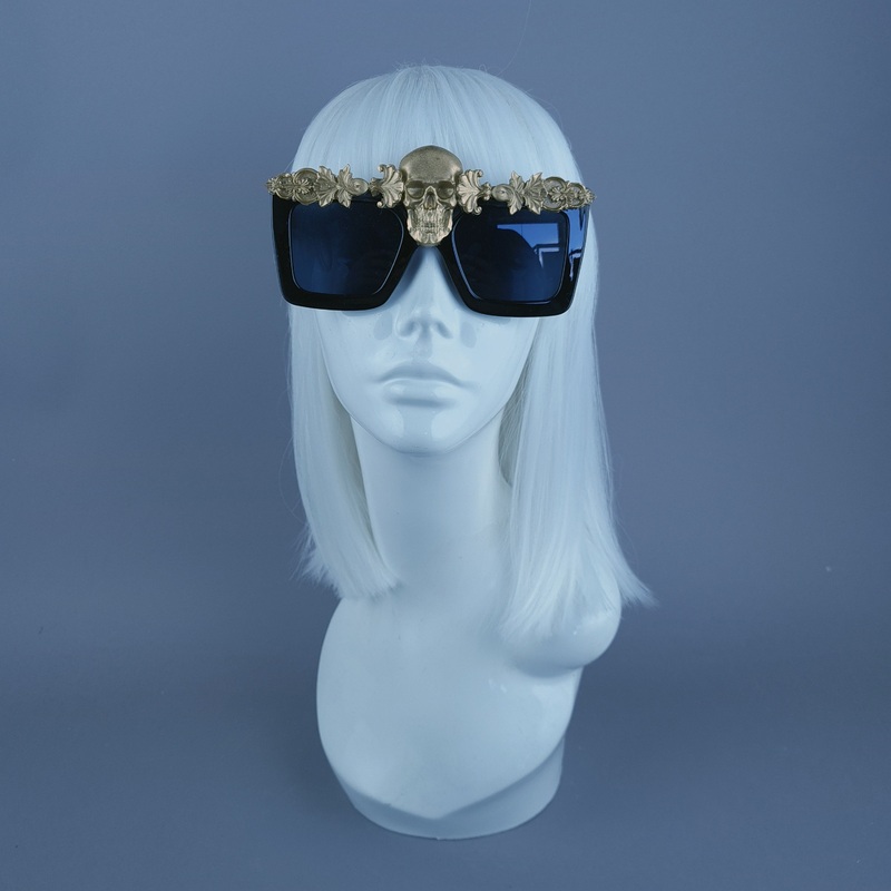 Crowley Gold Skull Filigree Unisex Sunglasses