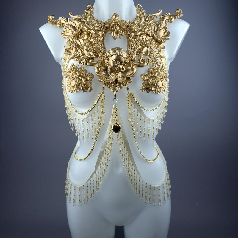 Cupid Gold Cherub & Filigree Harness Body Jewellery & Pasties.