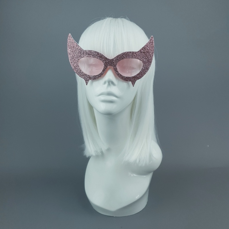 Diablo Pink Glitter Devil Horn Sunglasses