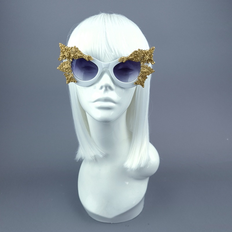 Eisheth Gold Filigree White Catseye Sunglasses