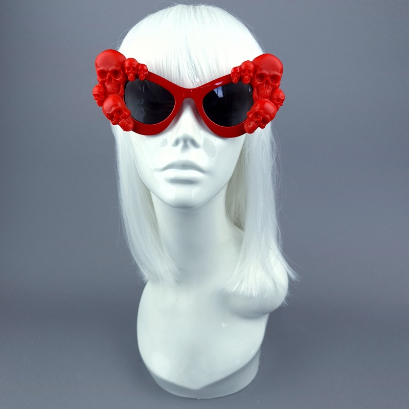 Epitaph Red Skulls Red Cateye Sunglasses