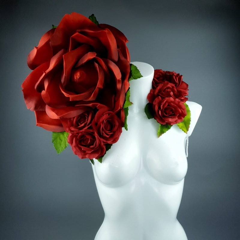 Flor Red Rose Collar Shoulder Neckpiece
