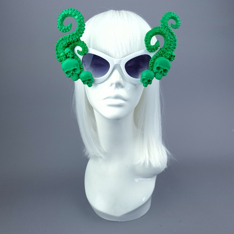 Incantation Green Skulls Kraken Tentacles Sunglasses