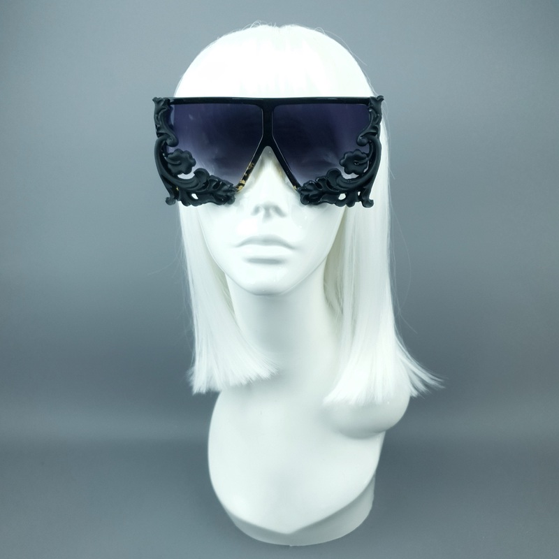 Laszlo Black Filigree Unisex Sunglasses