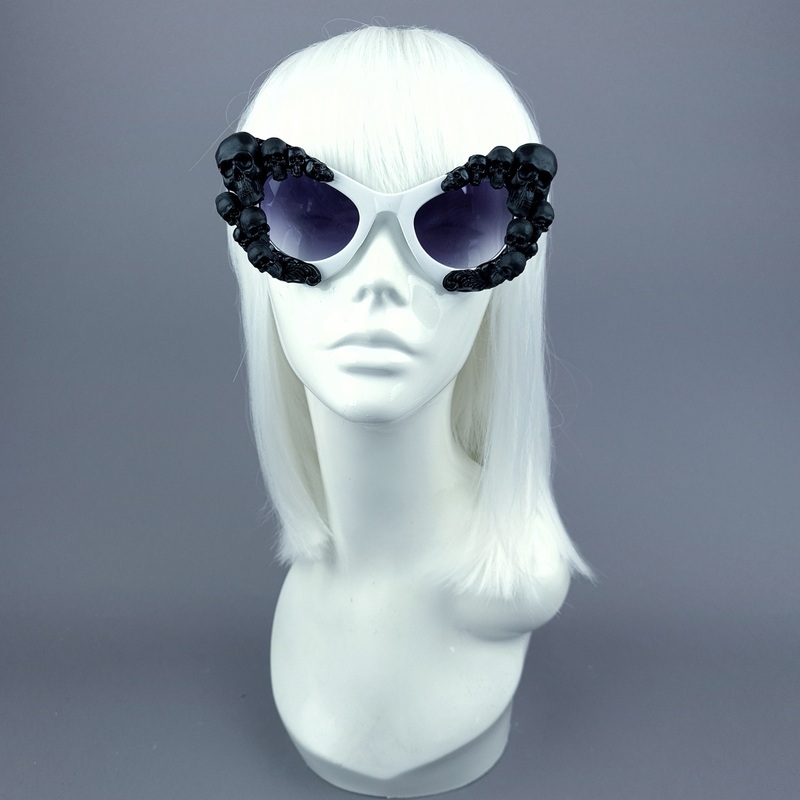 Phantom Black Skulls White Cateye Sunglasses