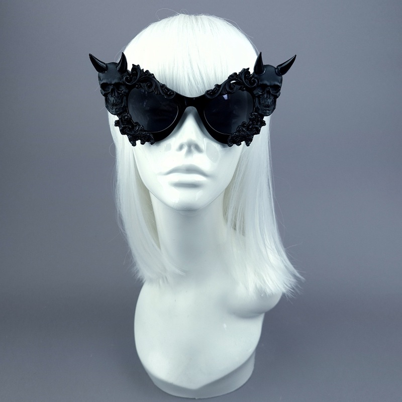 Sorcery Black Devil Skull Filigree Sunglasses