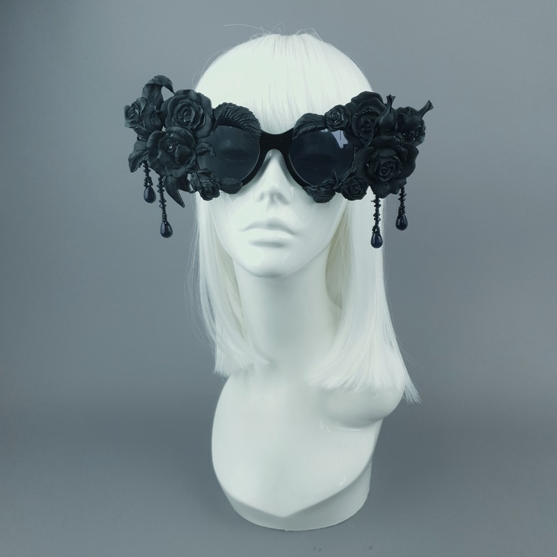Sthena OTT Statement Black Roses & Beading Sunglasses