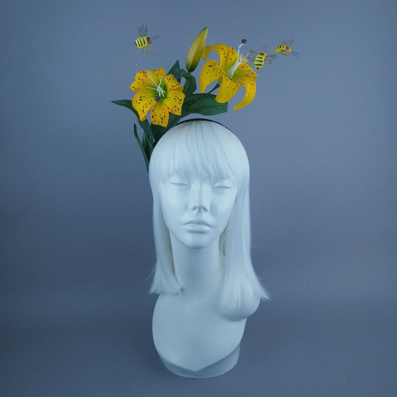 Ambrosia Bright Yellow Lily & Bees Headdress