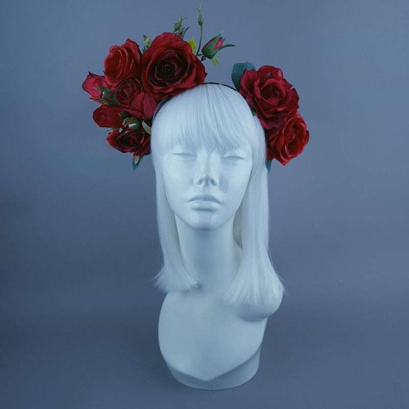 Edana Leopard Print and Red Rose Headdress