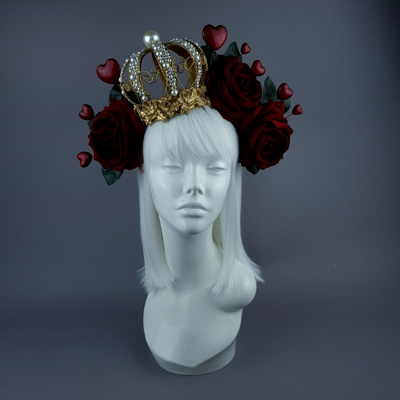 Elatha Red Rose & Crown Headdress