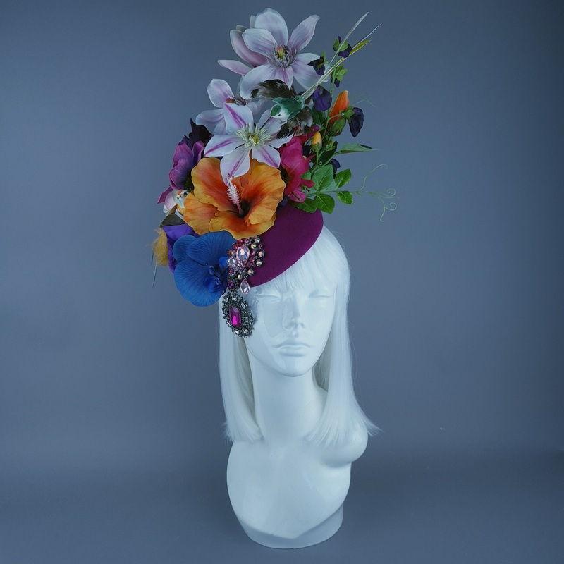 Ensoleill Colourful Flower Floral Fascinator Hat Headdress