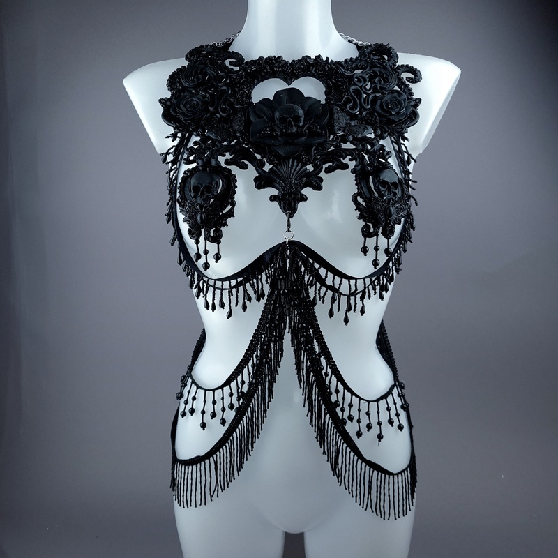 Gremory Black Filigree Harness Body Jewellery & Pasties.