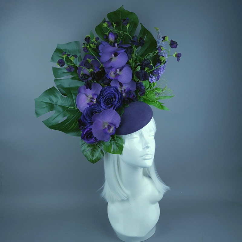 Kesia Purple Flower Statement Fascinator Hat