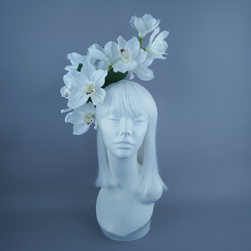 Luci White Orchid Headdress