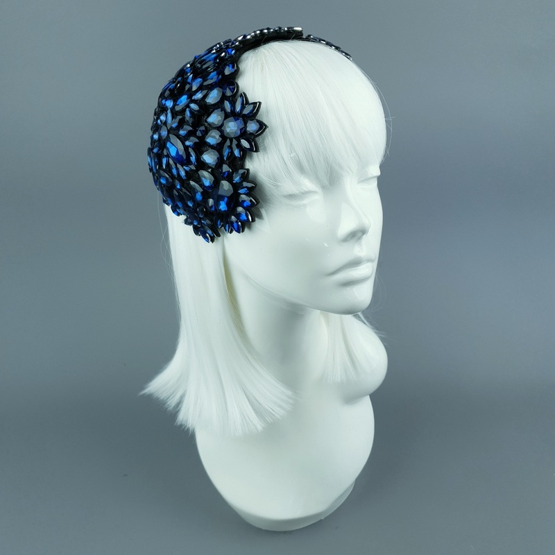 Monroe Deep Blue Vintage Inspired Jewel Fascinator Hat
