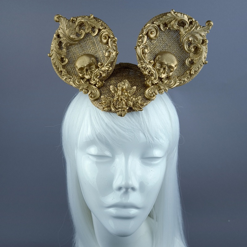 Ninkilim Gold Filigree & Skull Ear Mini Fascinator