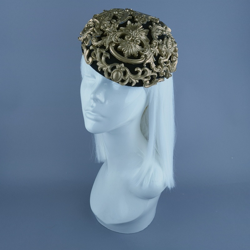 Ozul Black & Gold Filigree Fascinator Hat
