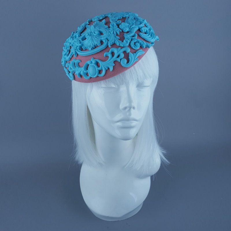 Ozul Pastel Blue & Oink Filigree Fascinator Hat