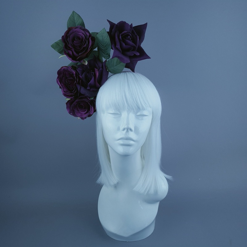 Quintella Deep Plum Rose Headdress