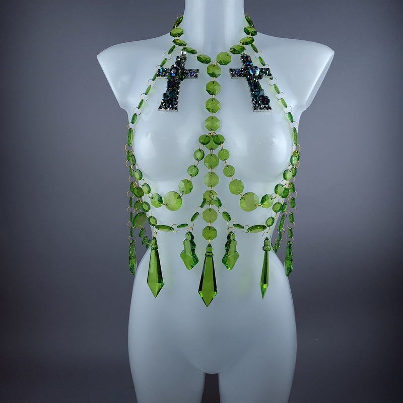 Seren Bejewelled Cross Green Jewel Harness