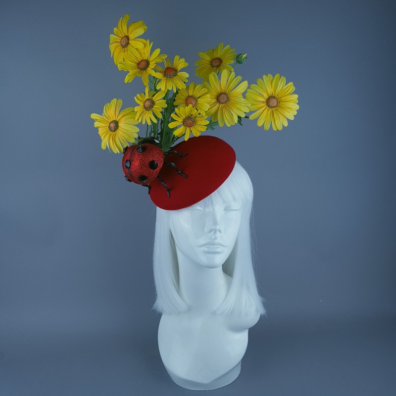 Serenum Red Ladybird & Daisy Fascinator Hat Headdress