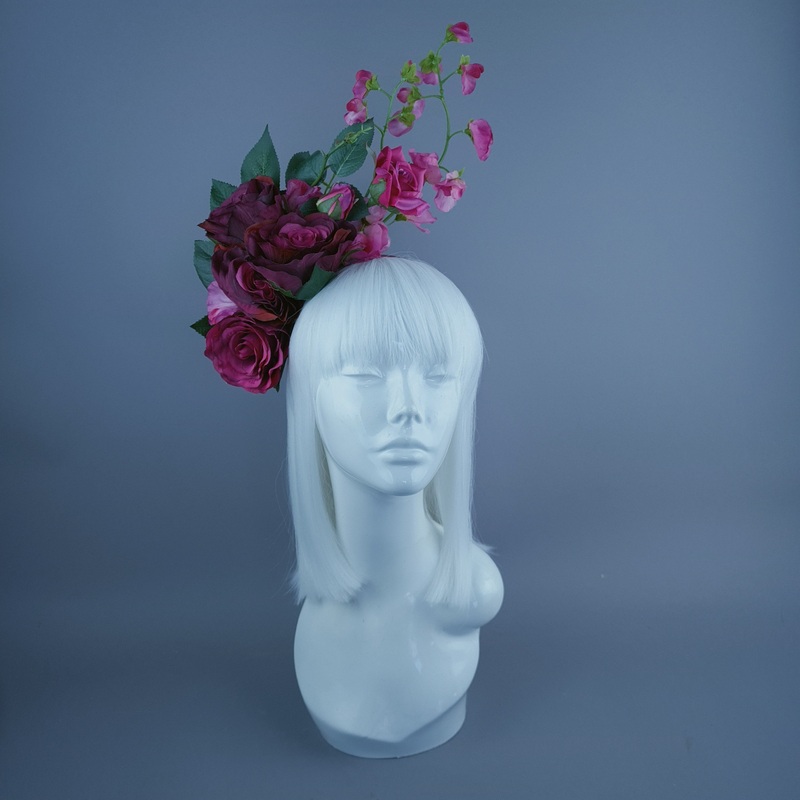 Trista Pink Rose & Flower Headdress
