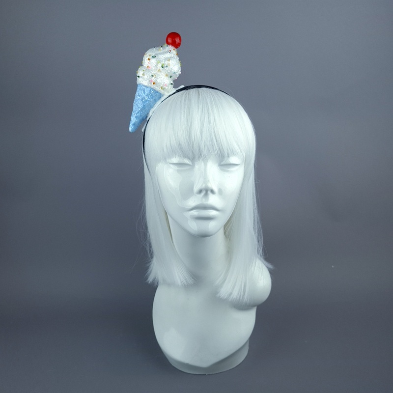 Vanilla Glitter Ice Cream Headpiece - Blue