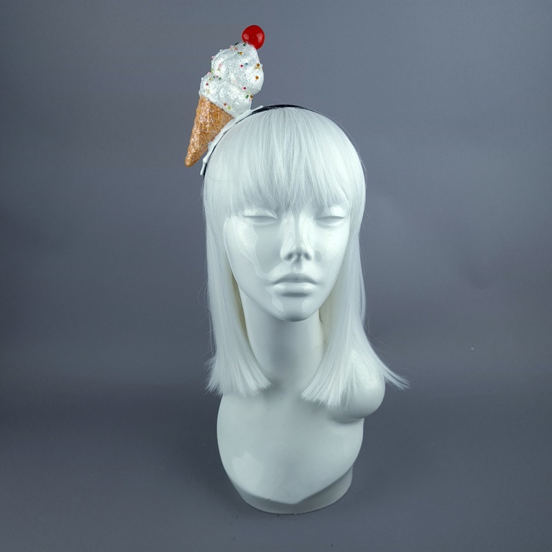 Vanilla Glitter Ice Cream Headpiece - Orange