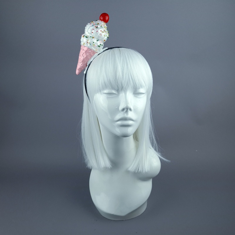 Vanilla Glitter Ice Cream Headpiece - Pink