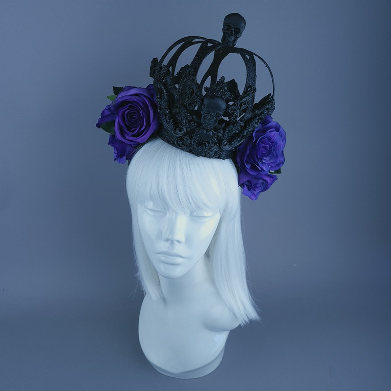 Adalricus Purple Rose & Black Filigree Crown Headdress