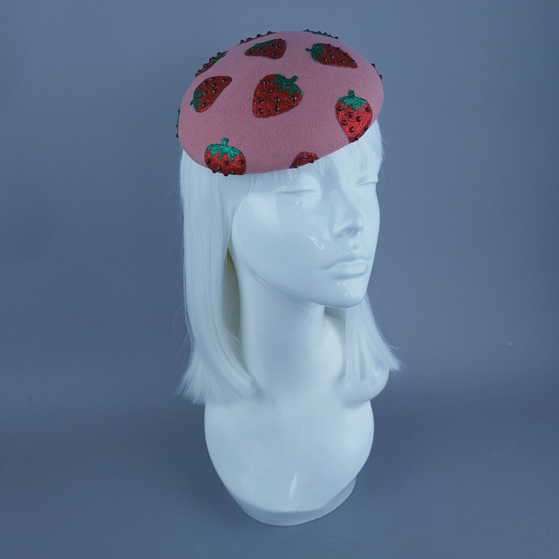 Berry Sweet Glitter Strawberry Food Fascinator Hat
