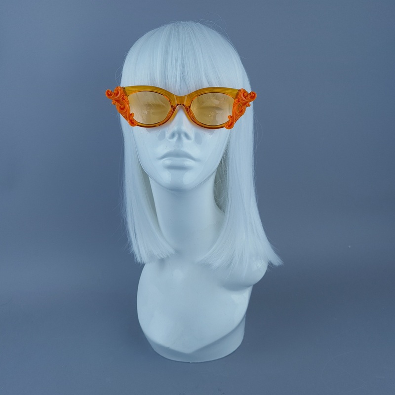 Cat Eye Orange Filigree Sunglasses
