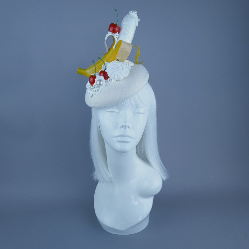 Cheekie Banana, Cherry, Cream & Pearls Food Fascinator Hat Headdress