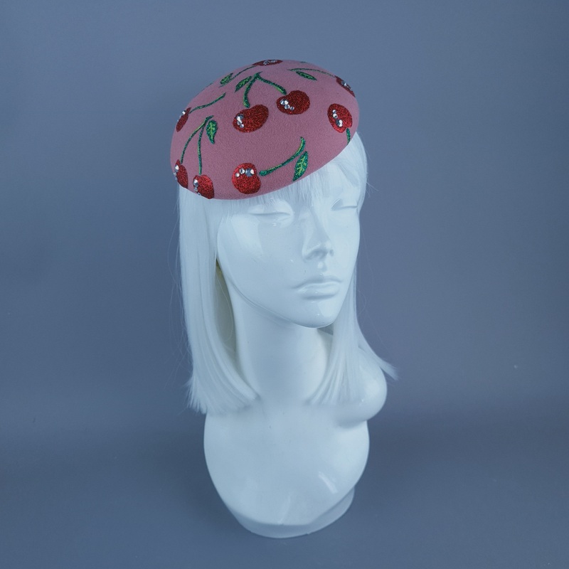 Cherry Baby Glitter Cherries Fruit Food Fascinator Hat