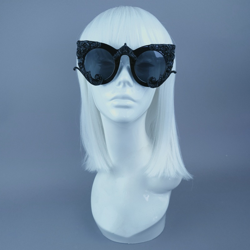 Clio Black Filigree Ornate Sunglasses