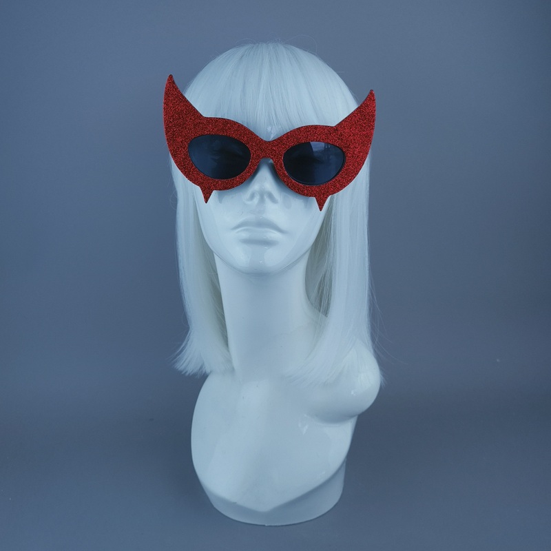 Diablo Red Glitter Devil Horn Sunglasses