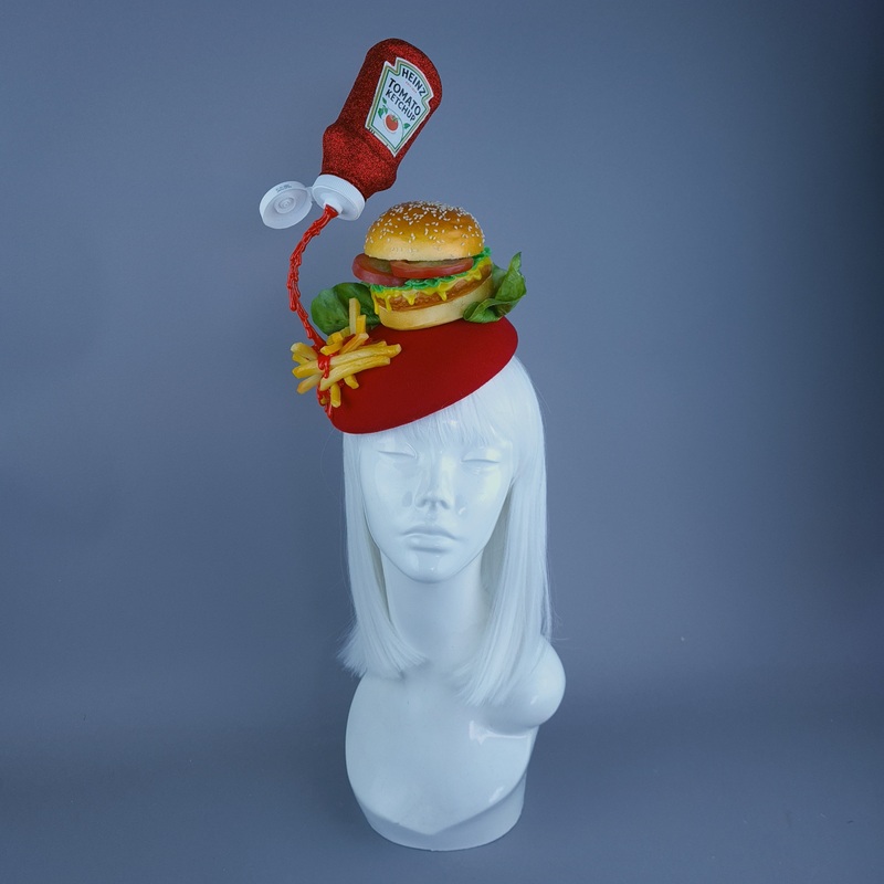 Munchies Burger & Chips Food Fascinator Hat Headdress