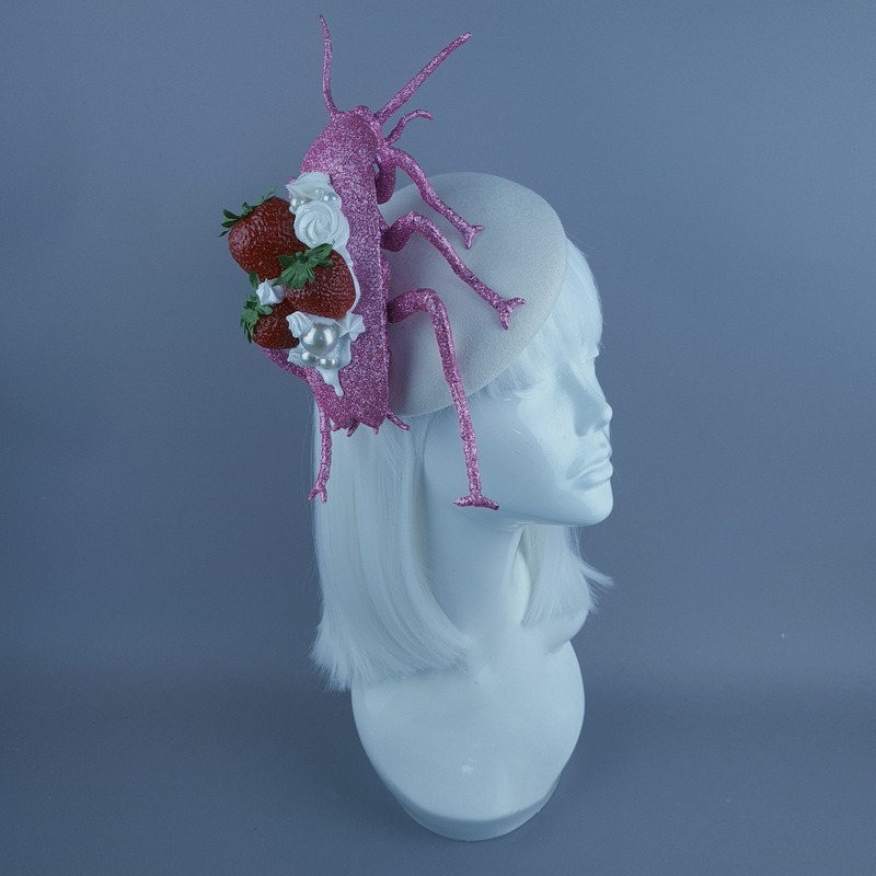 Pinky Giant Pink Cockroach Strawberries & Cream Fascinator Hat