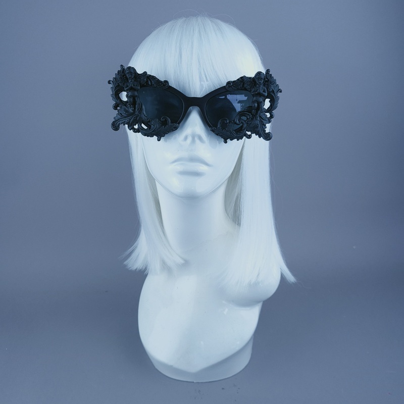 Soraya Black Filigree Cherub Catseye Sunglasses