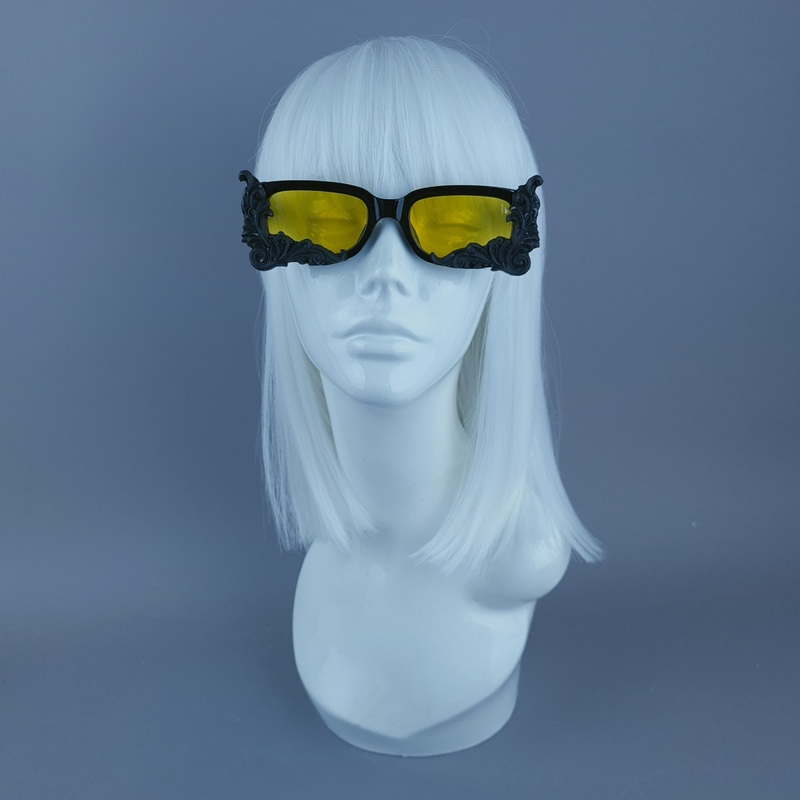 Square Black/Yellow Filigree Sunglasses