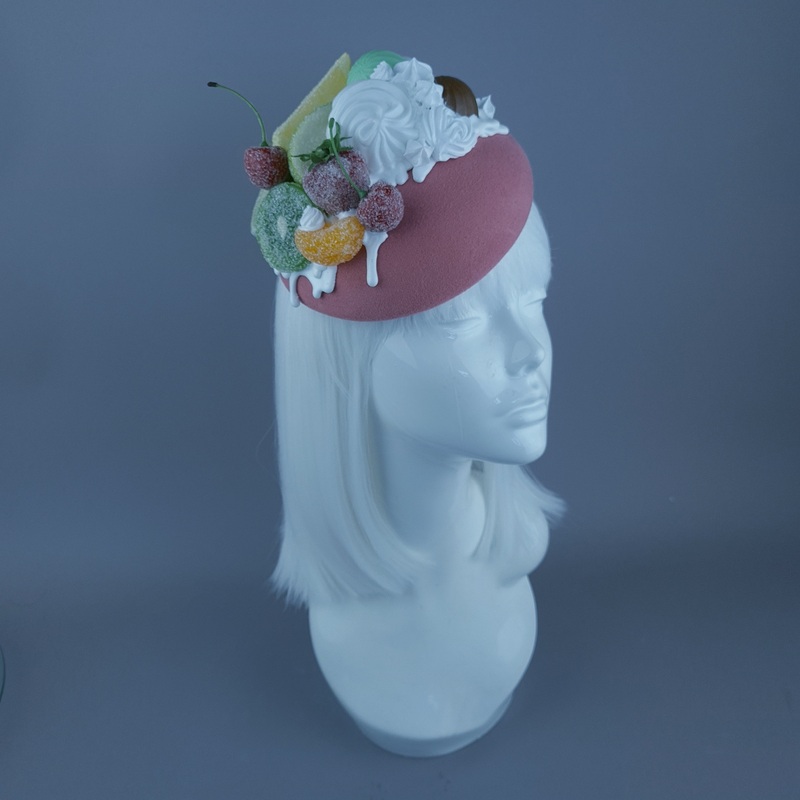 Sugar Sugar Sugared Fruit & Cream Pink Food Fascinator Hat