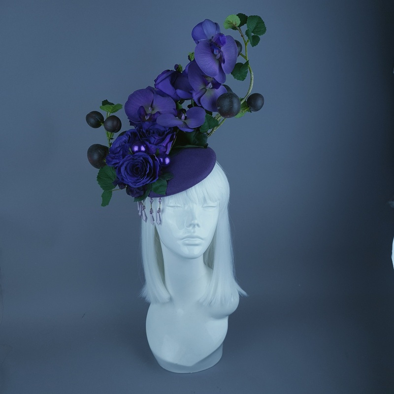 Summanus Purple Plum, Pearl & Beading Fascinator