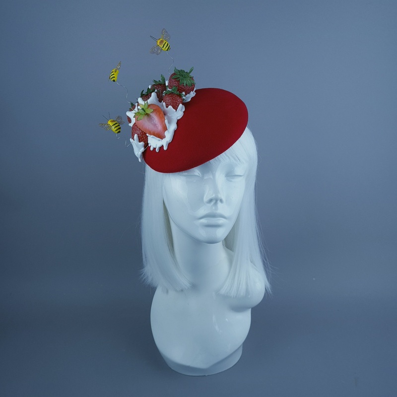 SweetiePie Strawberries & Cream Fruit Food Fascinator Hat