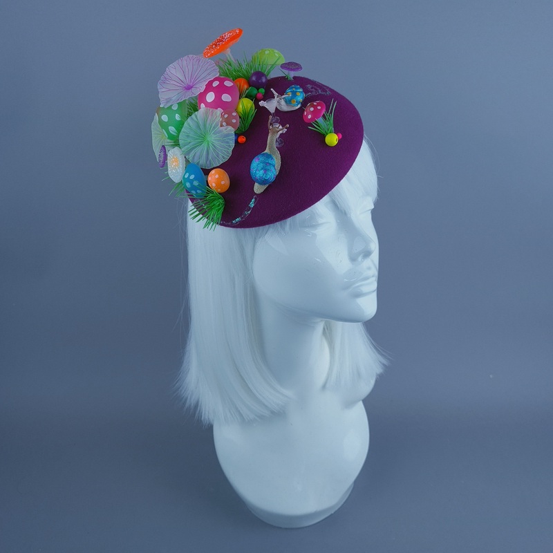 Tipsy Mushroom & Snail Cocktail Party Fascinator Hat
