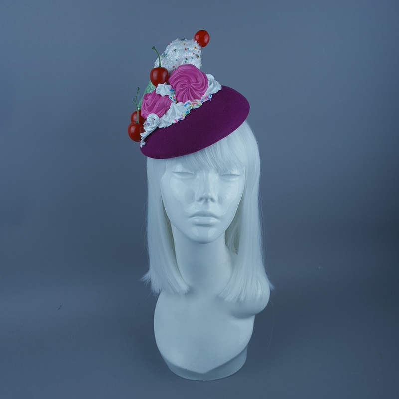 Yummie Ice-Cream & Cherries Pink Food Fascinator Hat