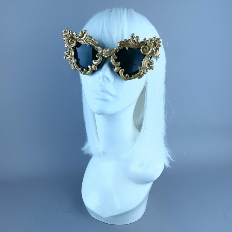 Anaka Gold Filigree Ornate Catseye Sunglasses