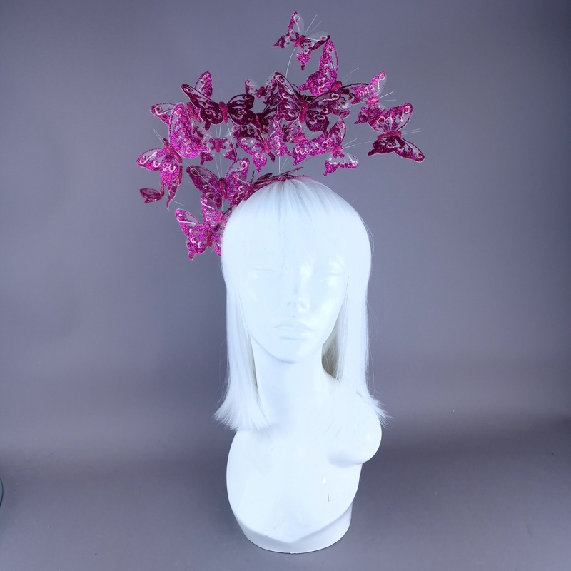 Bellona Pink Glitter Butterfly Headdress